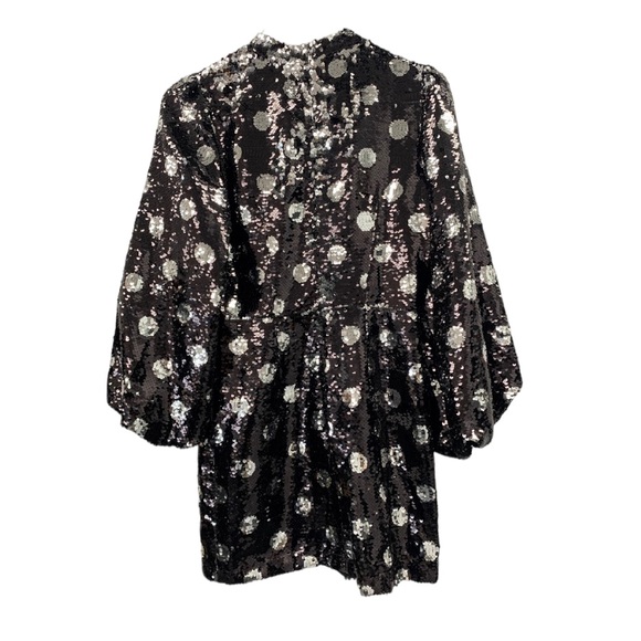 Sister Jane Olympic Sequin Mini Dress Black/Silver Sz S - Picture 5 of 13